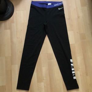 Nike Pro Black and Purple Leggings